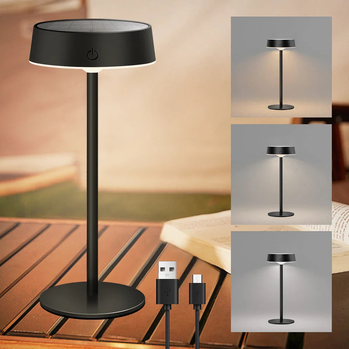 LumaSolar | Solar Tischlampe | 3 Lichtfarben & Dimmbar | Wetterfest und Kabellos