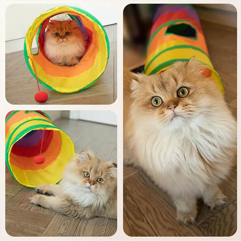 MeowMaze Tunnel | Faltbarer Katzentunnel | Atmungsaktiv & Knisternd | Für Interaktive Abenteuer