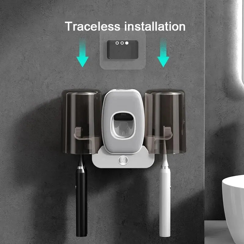 Steriluva UV-Halter | Zahnbürsten-Sterilisation Für Die Ganze Familie | Automatischer Spender | USB-Ladung | Wandmontage Ohne Bohren