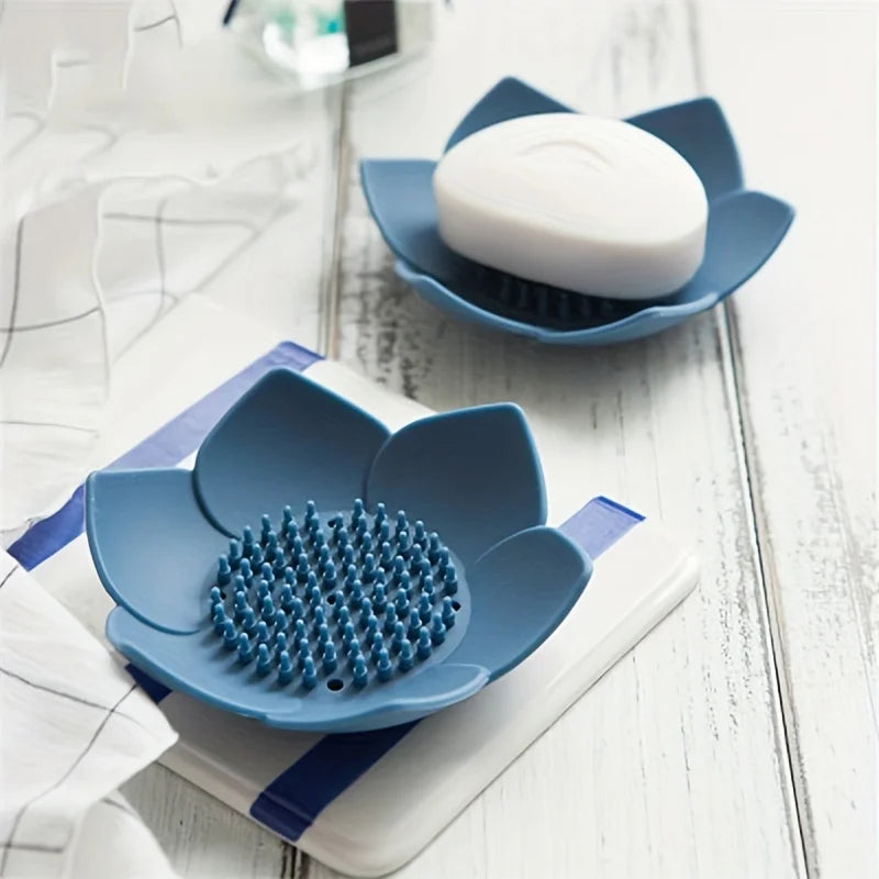 Drovalis Seifenhalter | Rutschfest & Hygienisch | Lotus-Design aus Silikon | Für Bad & Küche