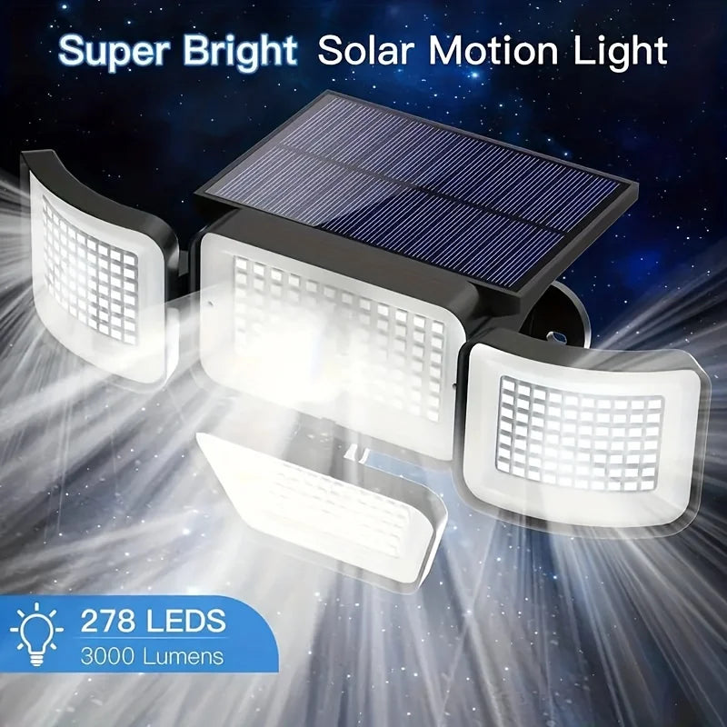 BrightWall | Solar-Außenleuchte mit 300° Abdeckung | 278 LEDs, Bewegungssensor & 3 Modi | Sicherheitsbeleuchtung für Garten, Terrasse & Hauswand