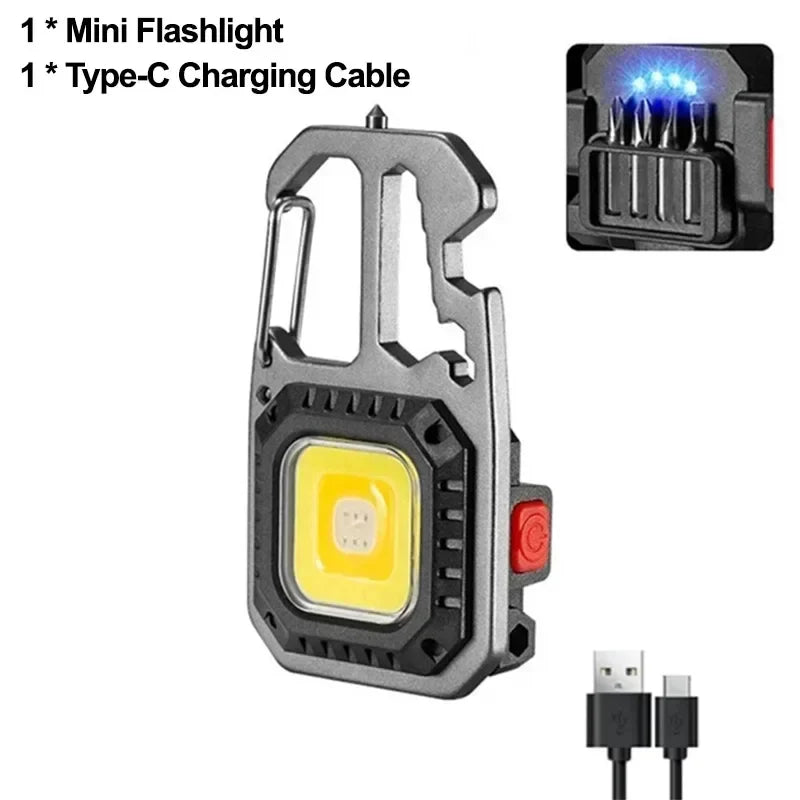 Torchino Mini-Taschenlampe | 6 Lichtmodi & Tools | USB-C Wiederaufladbar | Kompakt & Robust