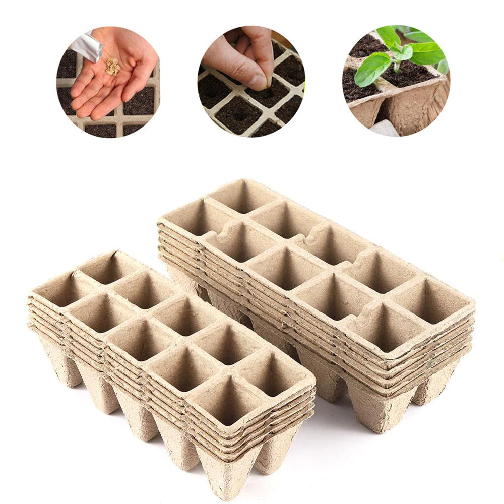 Growveda Anzuchtplatten | 10 Zellen | Biologisch Abbaubar | Für Gemüse, Kräuter & Blumen
