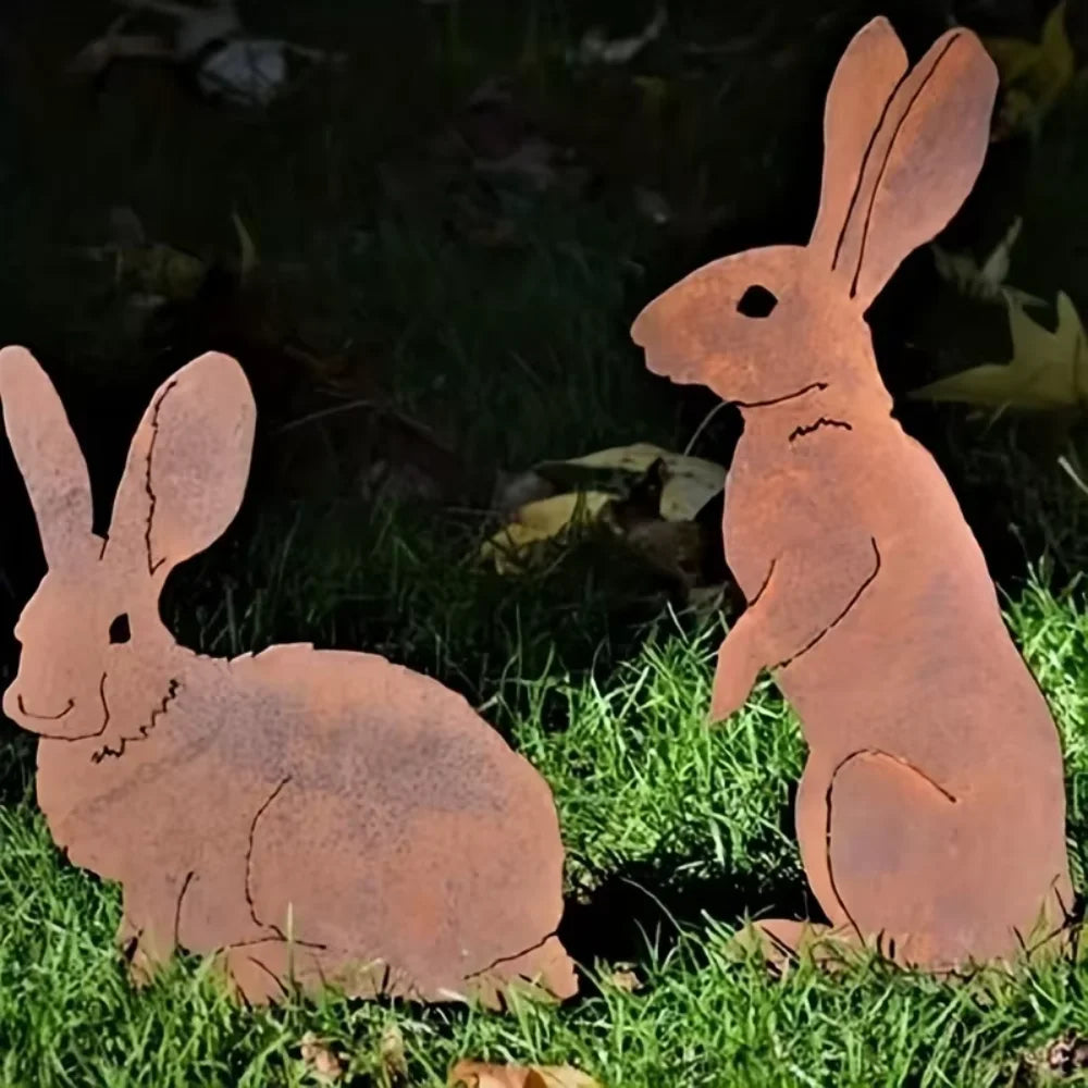 RustyHare | Hasen-Gartenstecker | Rost-Finish | Wetterfest & Dekorativ
