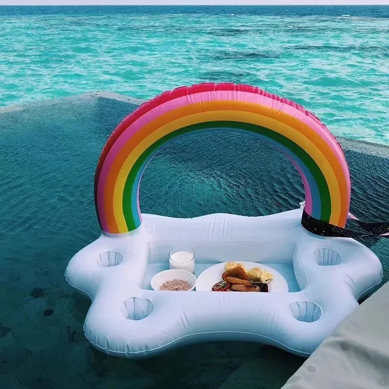AquaCloud | Regenbogen-Schwimmtisch | Multifunktional | Umweltfreundliches PVC