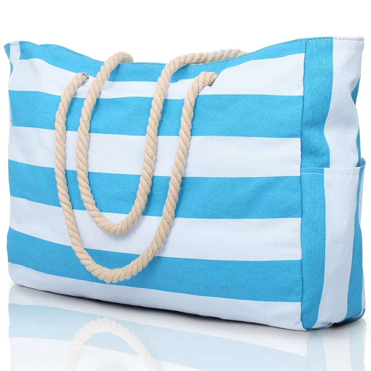 BeachVibe | Strandtasche | Wasser- & Sandabweisend | Leicht & Kompakt | Stylisch Gestreift