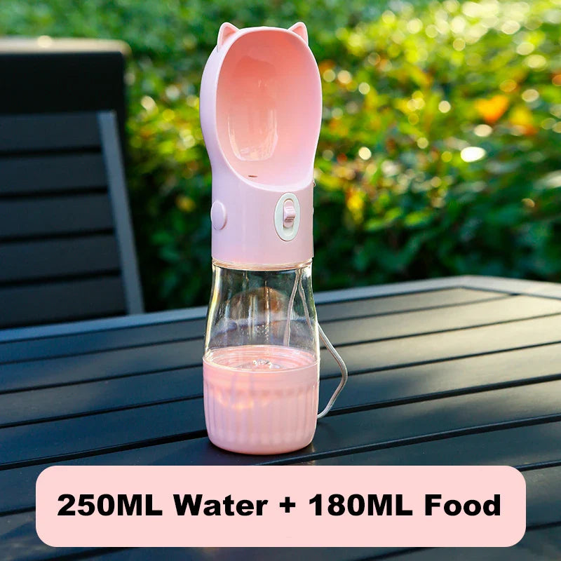 HydraBuddy 2-in-1 Haustierflasche | Wasser & Futterspender | Auslaufsicher | Einhandbedienung | Für Hunde & Katzen