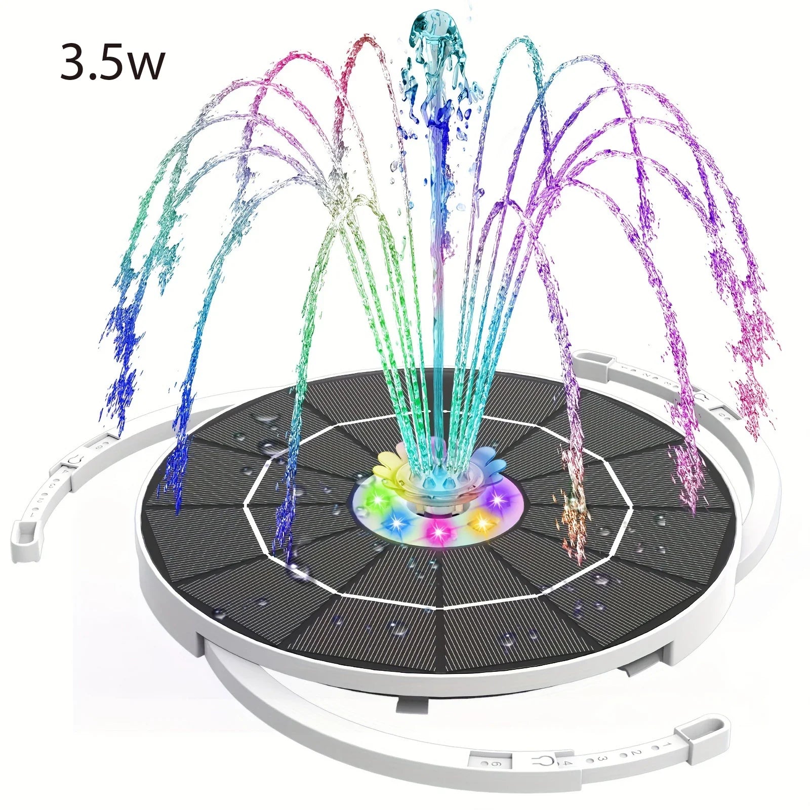 AquaGlow Fountain | Solar Springbrunnen mit LED-Beleuchtung | 16 Düsen & 5000mAh Akku