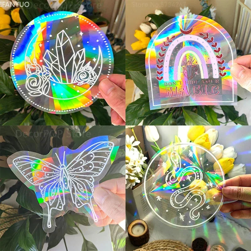 SunGlow Fenstersticker | 3D Regenbogen-Effekt | Selbstklebend & Wiederverwendbar