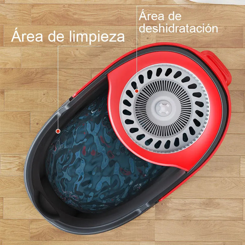 GlideSpin Mop-Set | 360° Drehmechanismus | Müheloses Auswringen & Hygienische Reinigung | Für Alle Bodenarten