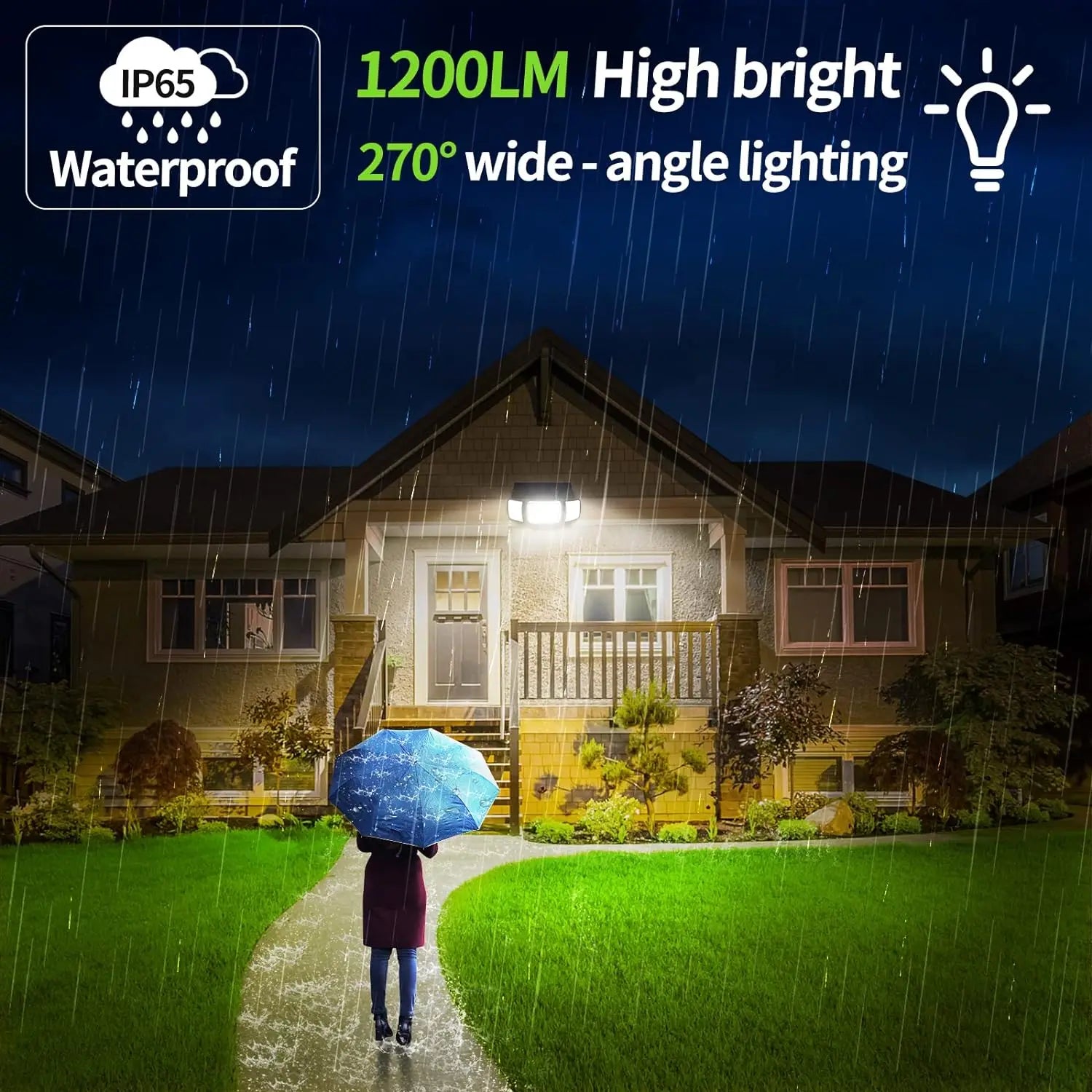 SolarGuard | 270° LED Sicherheitsstrahler | 1200 Lumen | 3 Bewegungsmelder Köpfe