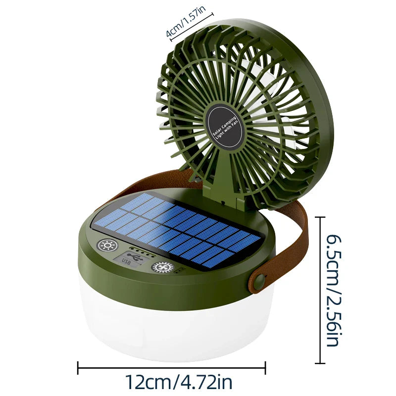 BreezeLight | Faltbare Solar-Campinglaterne mit Ventilator | 2-in-1 Zeltlampe & Kühlventilator