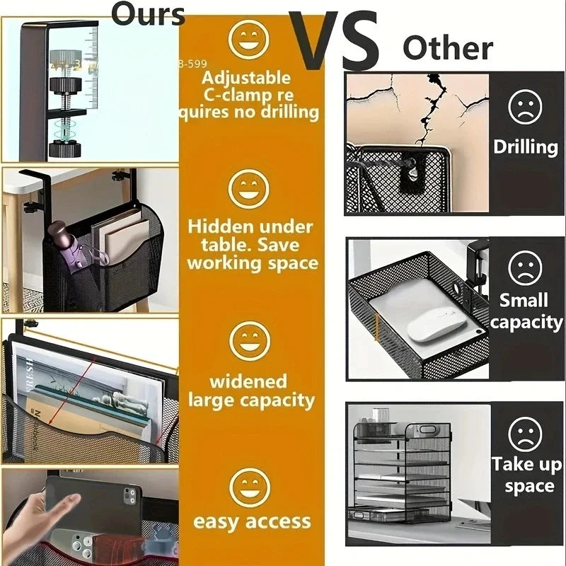 Deskloft ClipDrawer | Klemmbare Schreibtisch-Schublade | Kein Bohren | Metall Schwarz/Weiß