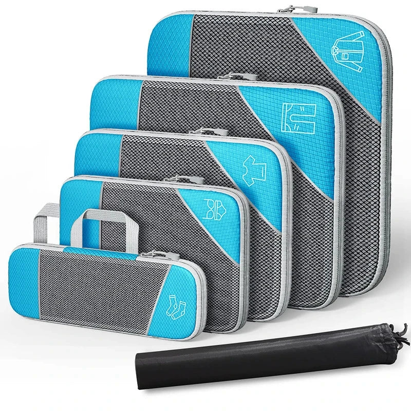 PackMate | Reise Organizer Set | Komprimierbar und Wasserabweisend | 6-teilig