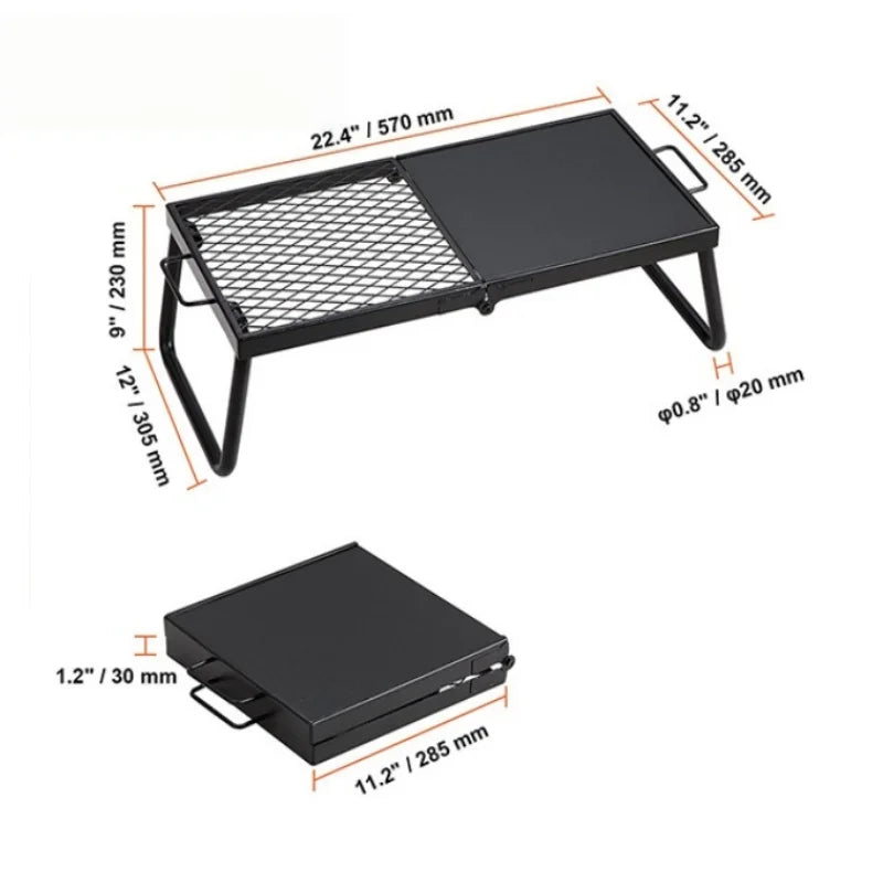 FireMate | Faltbarer Edelstahl-Grillrost | Leicht, robust & kompakt | Camping & Outdoor