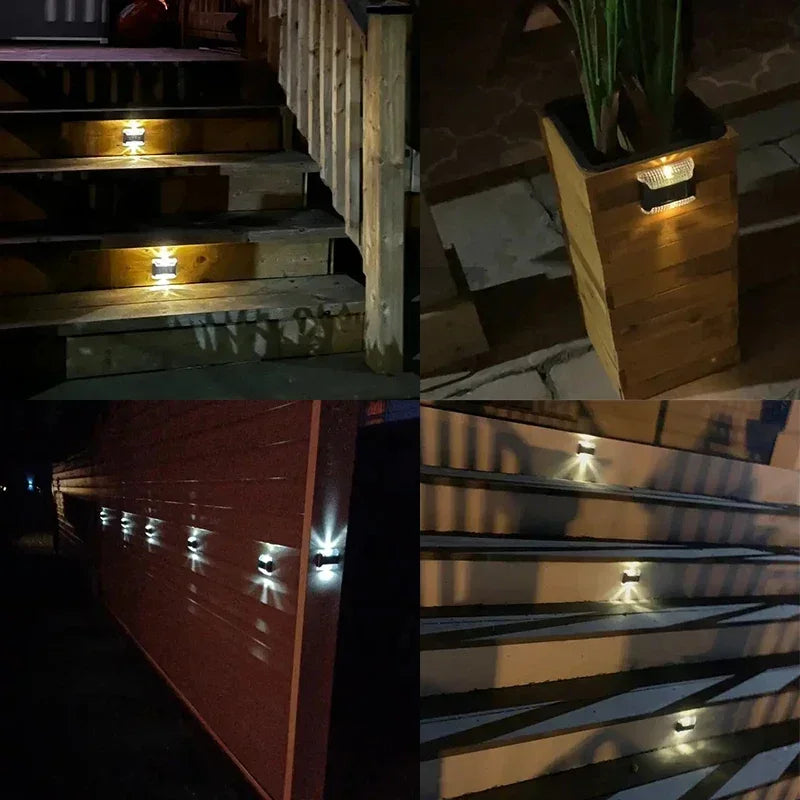 EcoLume Solar-Wandlampen 4er-Set | Warmweißes LED-Licht | Bewegungssensor | Wetterfest