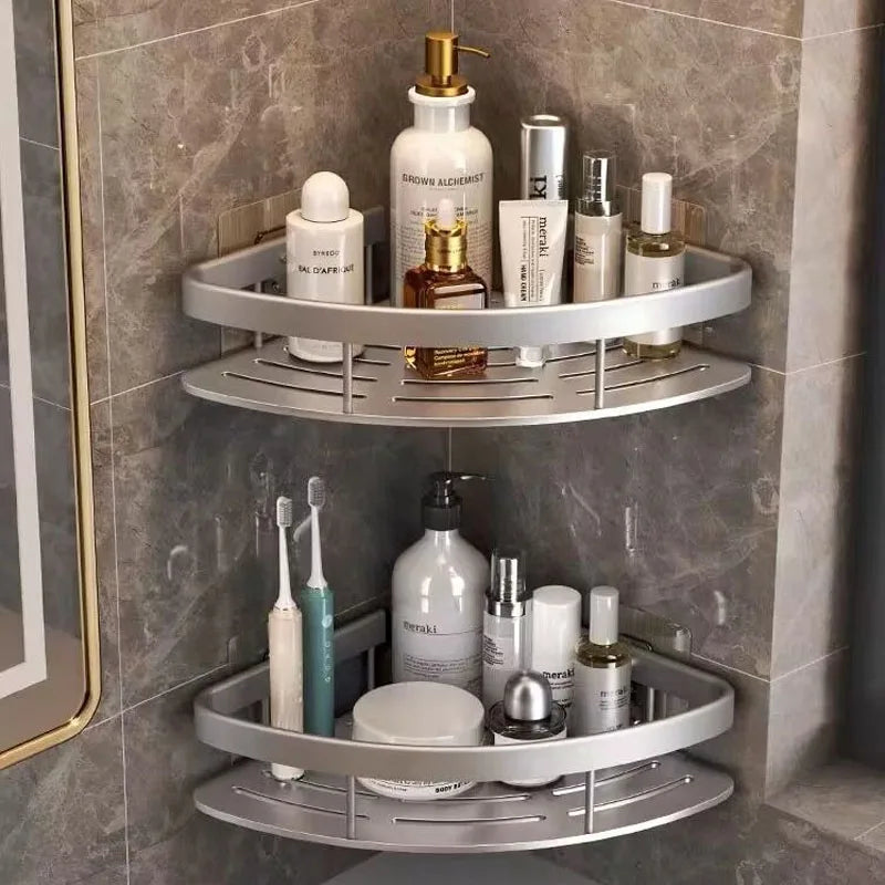 CornerLux | Eck-Duschablage ohne Bohren | Rostfrei & Platzsparend | Für Shampoo, Seifen & Badaccessoires