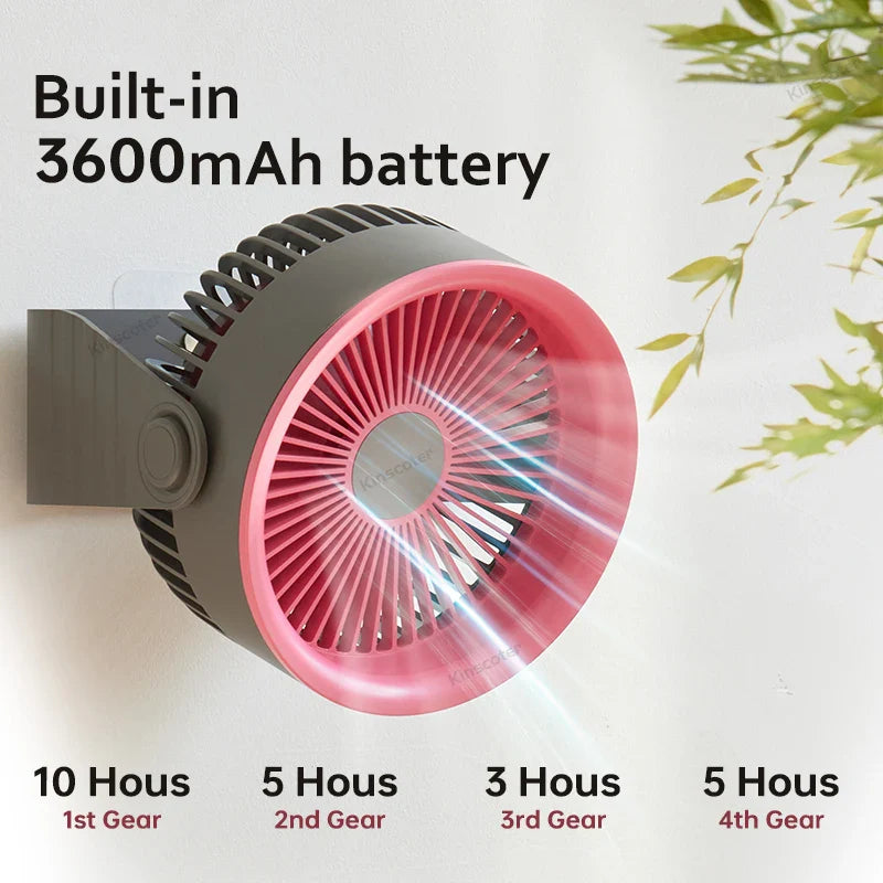 Brisano Mini Ventilator | 3600 mAh Akku | 4 Stufen & USB | Kompakt & BPA-frei