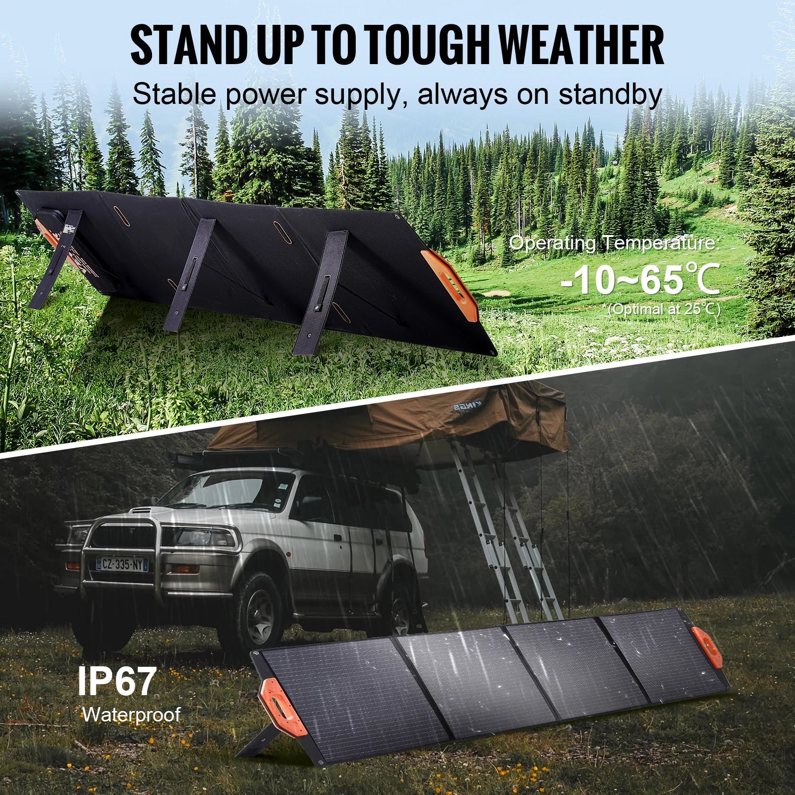 SolaroWay 200W Solarpanel | Faltbar & Mobil | Hohe Effizienz | Wetterfest | Für Outdoor & Camping