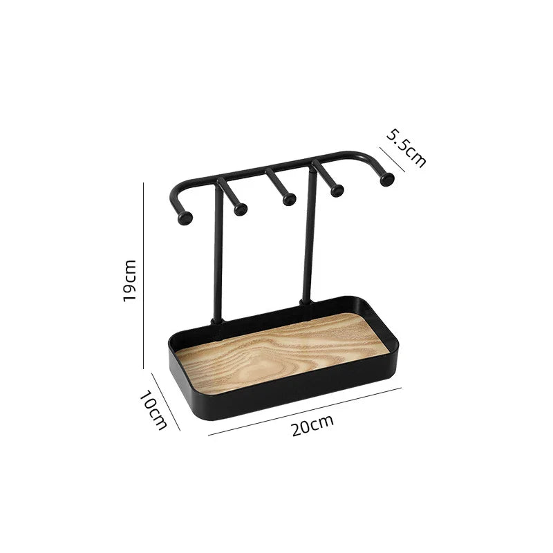 JewelHaven | Eleganter Schmuck-Organizer mit Holzablage | Für Ohrringe, Ketten & Ringe | Dekorativ & Praktisch