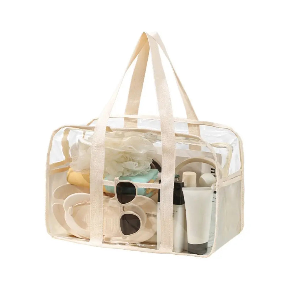 ClearVoyage Transparente Strandtasche | Faltbar & Wasserdicht | Mit Reißverschluss & Schultergurt | Für Schwimmbad, Strand & Camping