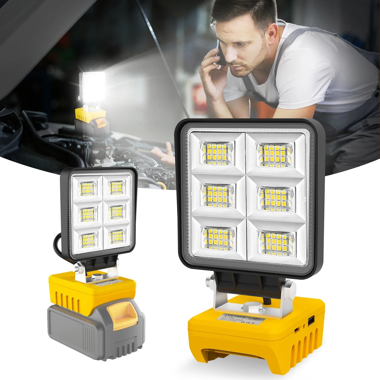 LumoPower 48 | Tragbare LED-Arbeitsleuchte | 5200 Lumen | Kompatibel mit DeWalt Akkus