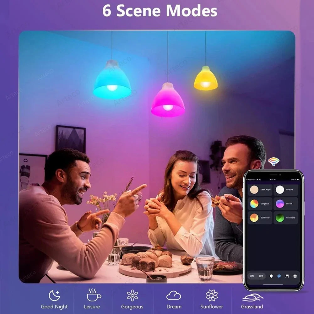 Glowion Bluetooth LED Lampe | RGB+CCT | App-gesteuert | E27 15W Dimmbar