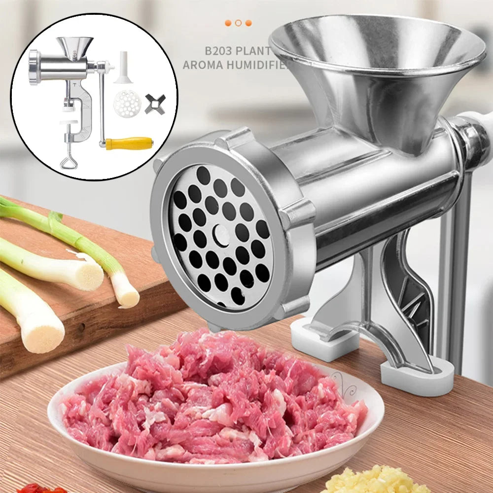 MeatCraft ProManuell | Manuelle Fleischwolf & Zerkleinerer | Edelstahl | Robuste Tischklemme