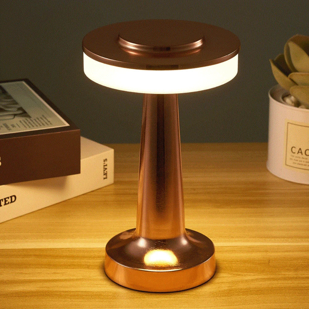 LumaGlow Table Lamp | Kabellose LED-Tischleuchte mit Touch-Dimmfunktion | Retro Design