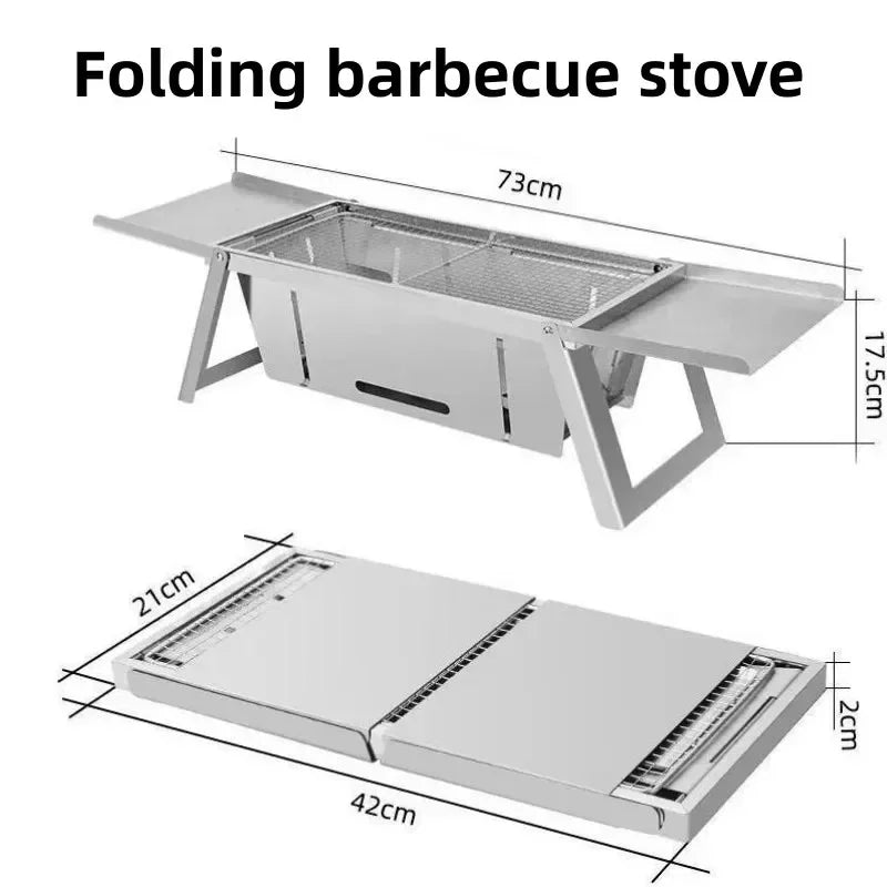 FlameTrail | Tragbarer Edelstahl-Holzkohlegrill | Klappbar, robust & platzsparend | Outdoor & BBQ