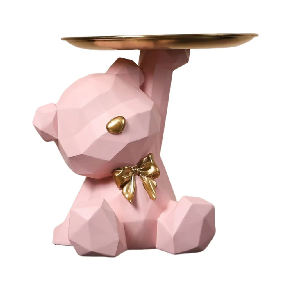 Moduro GridBear | Dekofigur Mit Schale | Geometrisches Design | Schlüsselablage Für Flur & Tisch | Geschenkidee Modern