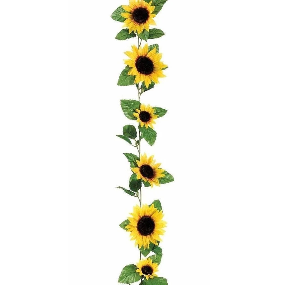 SunFlare | Kunstblumen-Girlande Sonnenblume | Flexibel & Wetterbeständig | 2,6m Länge