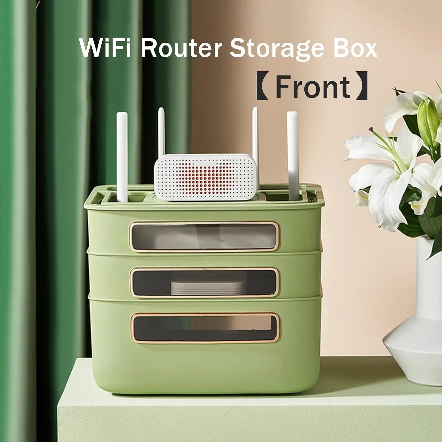 NetCove Box | Router & Kabel Organizer | Mehrstöckig Mit Signalfenster | Für Büro & Zuhause