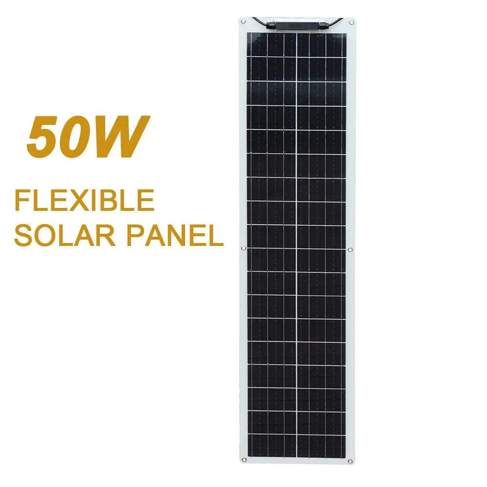 SunStrider Flex 50W | Biegsames Solarpanel | Ultraleicht & Wetterfest | Für Camping, Boot & Outdoor