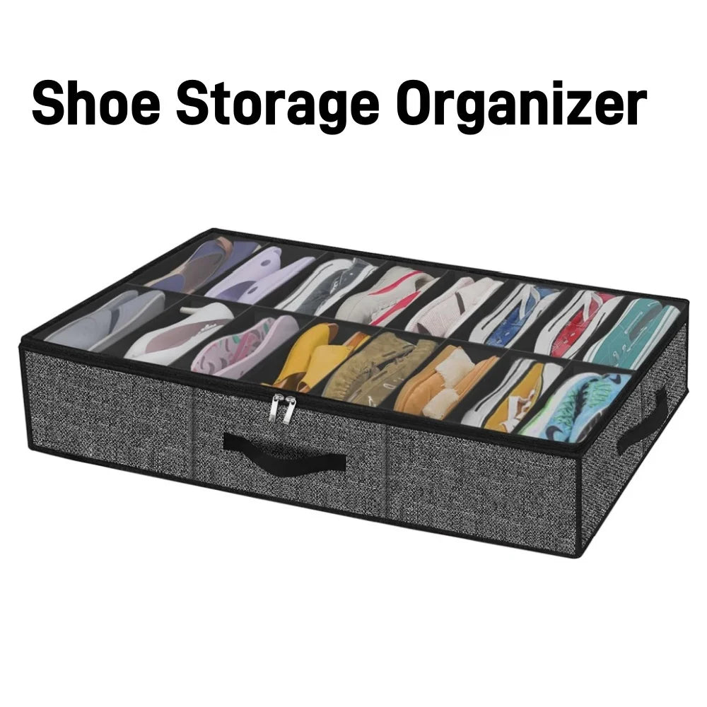 OrdiShoe Schuh-Organizer | Unterbett Aufbewahrung | 12 Paar Kapazität | Staubdicht & Faltbar