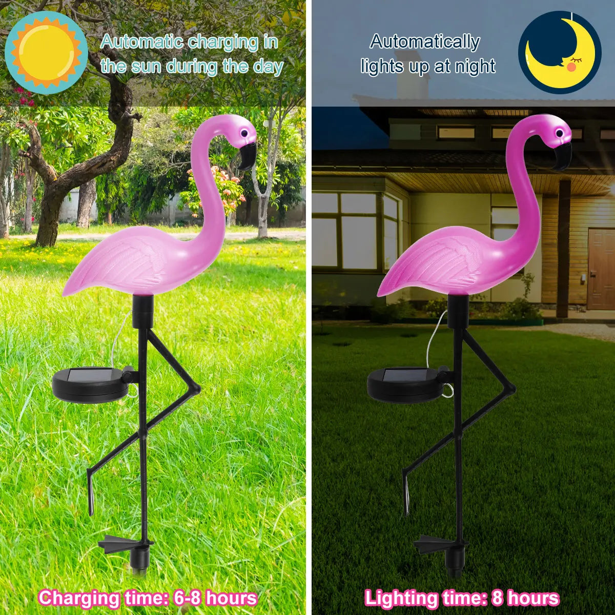 TropicaGlow Solarleuchte | Flamingo Design | Wetterfest & Solarbetrieben