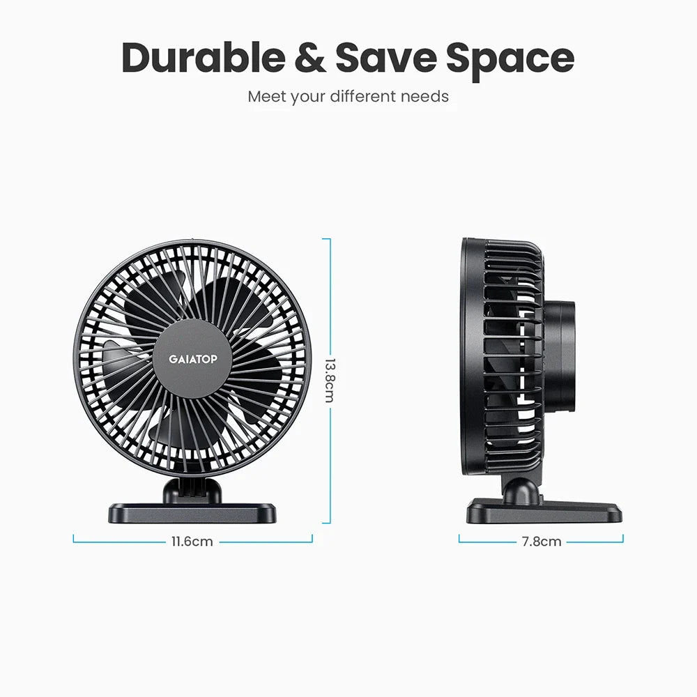 BreezePro Lunara | USB Mini Fan | 3 Speed Levels | Compact & Quiet | For Home & Travel