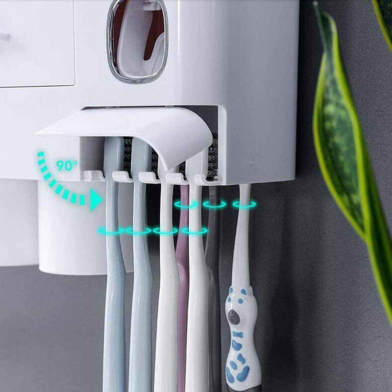 BathEase Organizer | Badezimmer-Organizer mit Zahnpasta-Spender | Stilvoll & Praktisch | Kein Bohren erforderlich