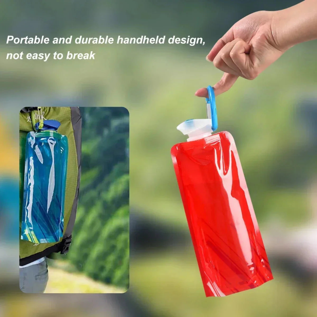 Streamiva Faltflasche | 700ml Trinkvolumen | Mit Haken & Griff | Ultraleicht für Outdoor & Sport