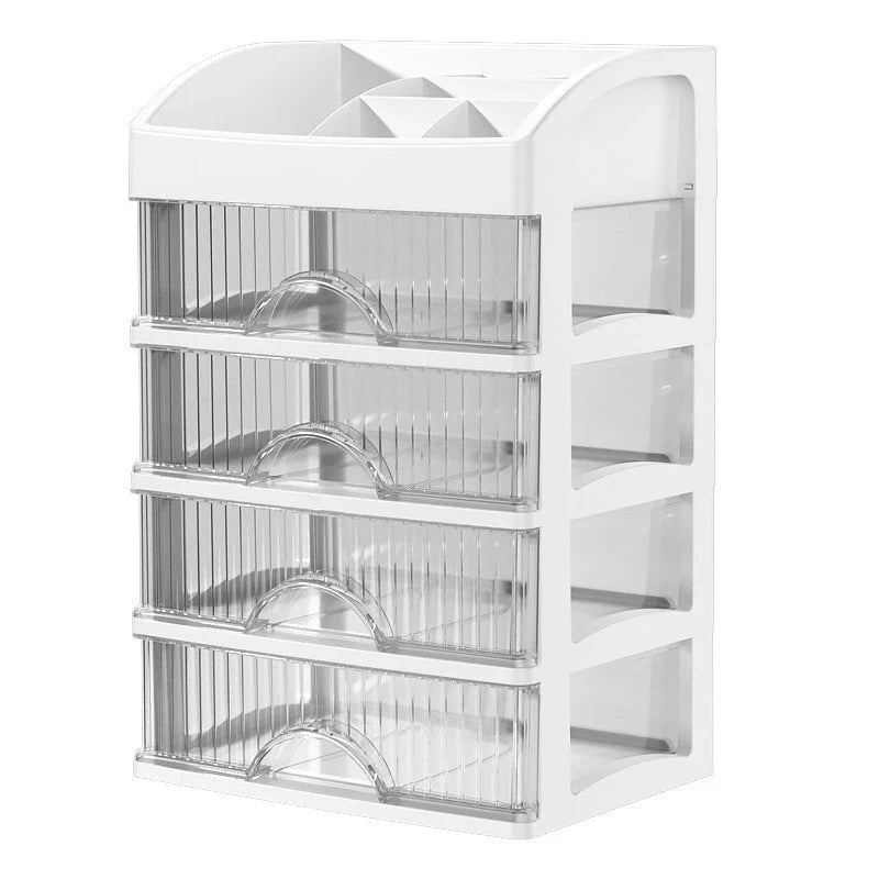 Orglina BeautyBox | Kosmetik Organizer mit 4 Etagen | Stilvoll & Platzsparend | Rosa oder Weiß