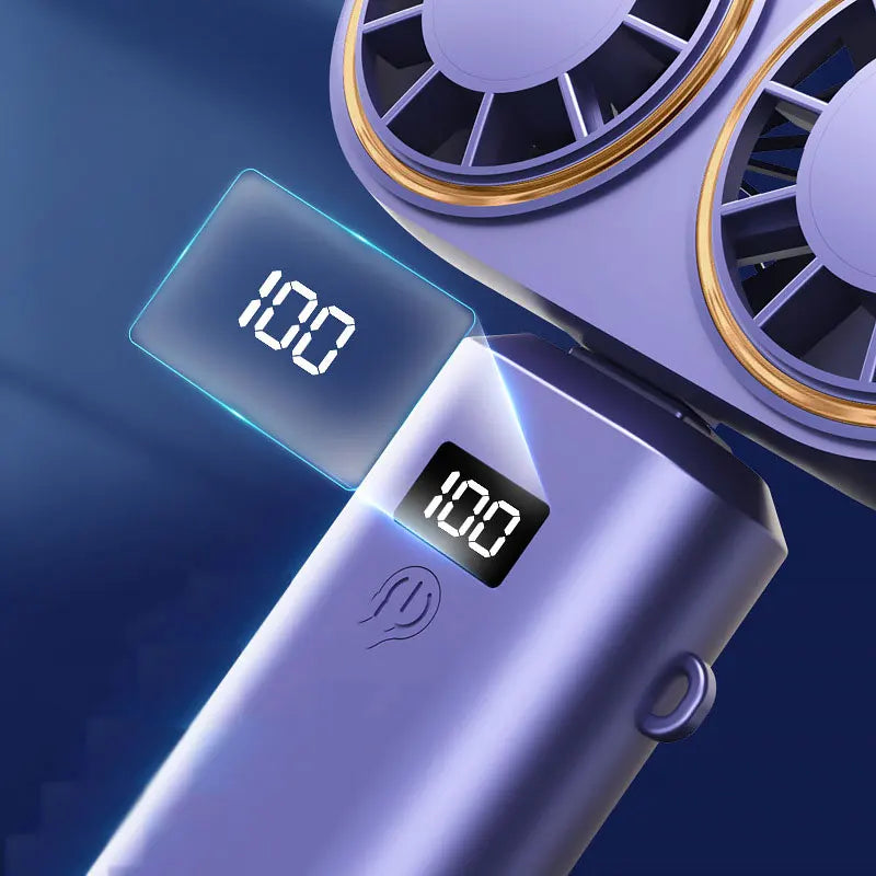 AeroChill Duo | Tragbarer Handventilator | Doppelturbinen-Power & 5 Stufen | Faltbar & USB-Aufladung