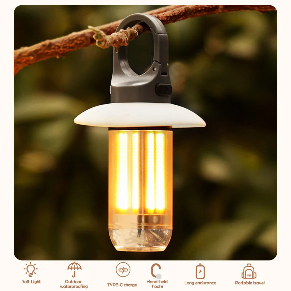 Lumenity Campinglampe | 360° Licht & Powerbank | Solar & USB-C | Kompakt & Wiederaufladbar