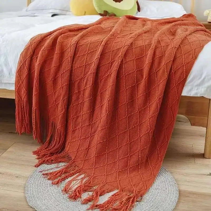 Gestrickte Decke NordicEase | Weiche Sofa- und Bettdecke | Skandinavisches Design Wohnzimmerdecke | 130 × 160 cm