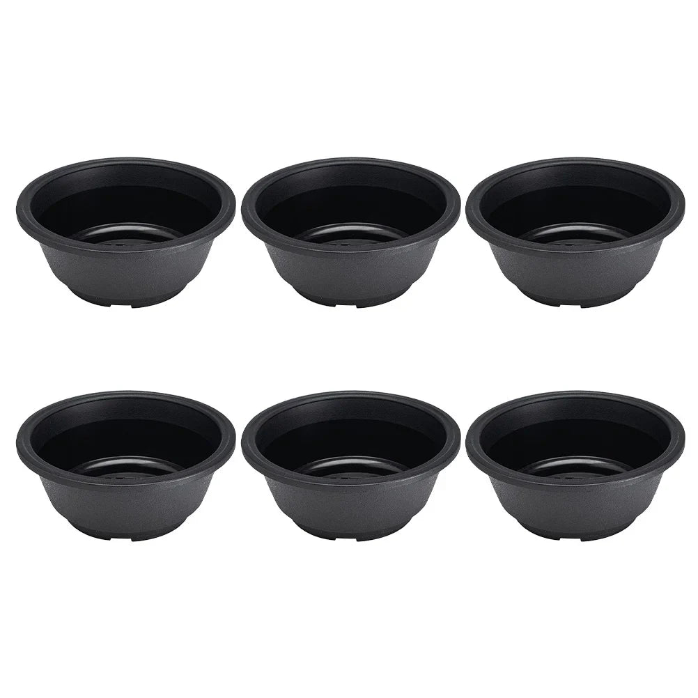 Plantiva Noir | 6er Set Blumentöpfe im Koreanischen Stil | Robust & Dekorativ | Schwarz