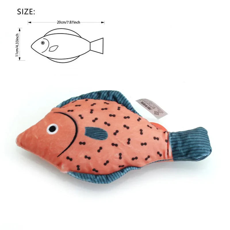 PlayFish | Interaktives Katzenspielzeug | 3D-Fischdesign | Mit Katzenminze | Weiches Plüschmaterial