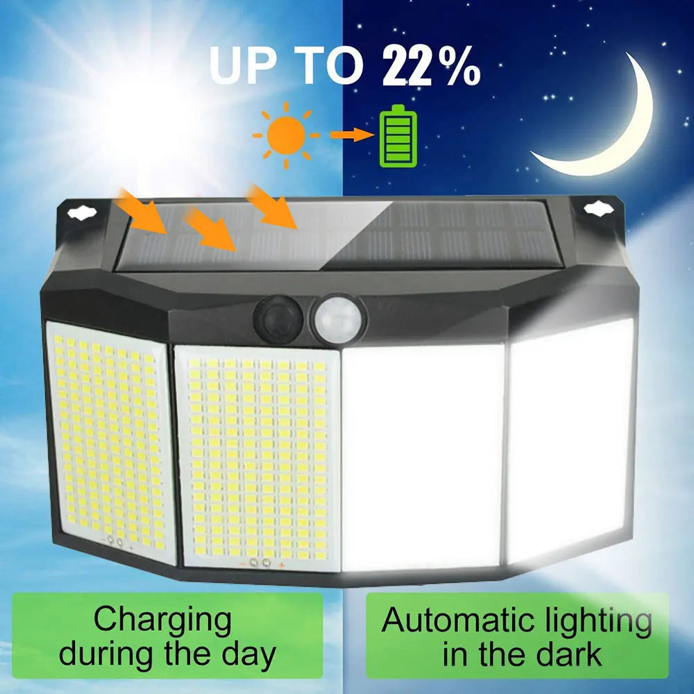 SolarMax | LED Strahler Außen | 576 LEDs Bewegungssensor | IP65 Solar Flutlicht