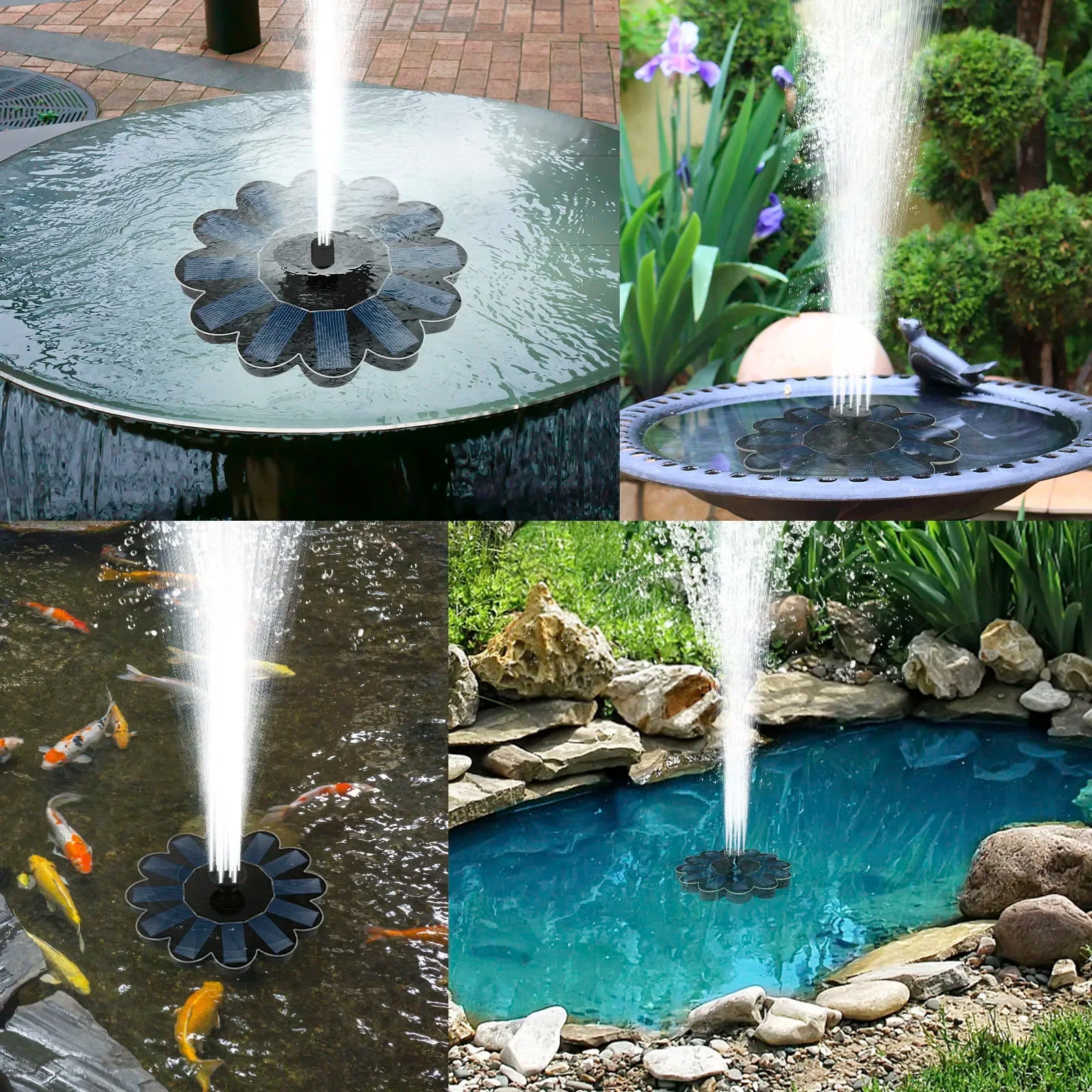 EcoSpray Solarbrunnen | 100% Solarenergie | Flexibel mit 5 Düsen | Für Garten & Balkon