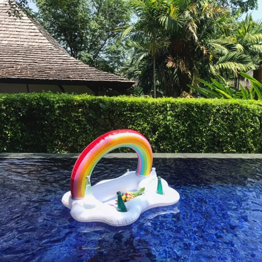 AquaCloud | Regenbogen-Schwimmtisch | Multifunktional | Umweltfreundliches PVC