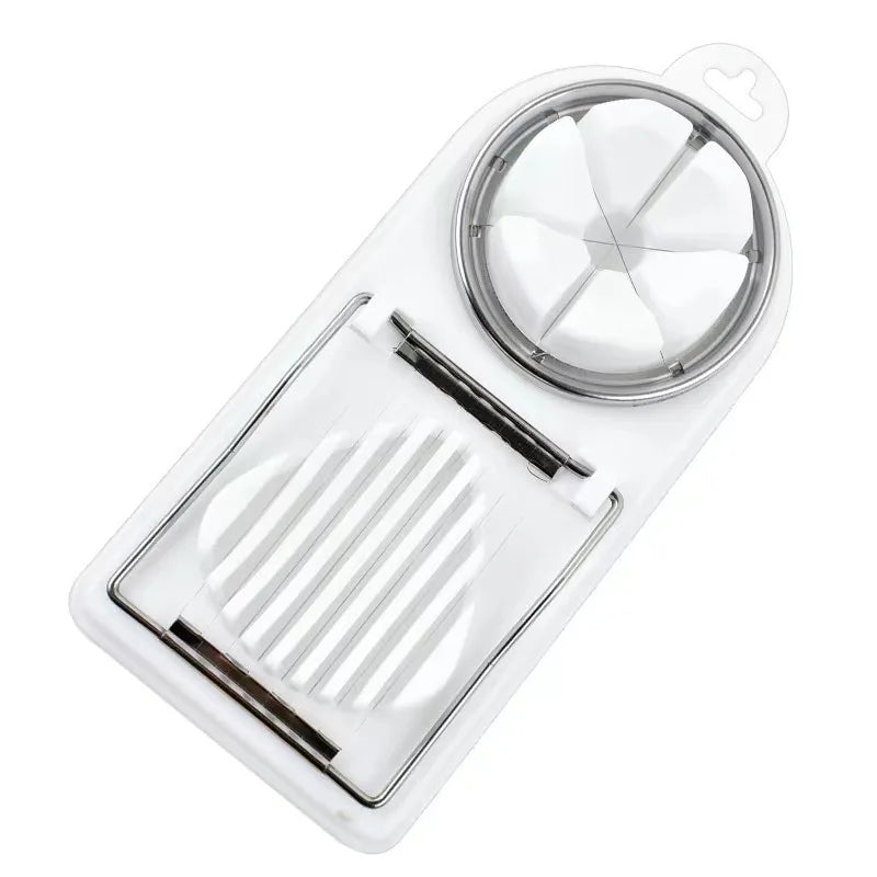 Egglisse Pro | 2-in-1 Eierschneider | Perfekte Scheiben & Streifen | Edelstahl & Rutschfester Griff | Für Eier, Obst & Käse