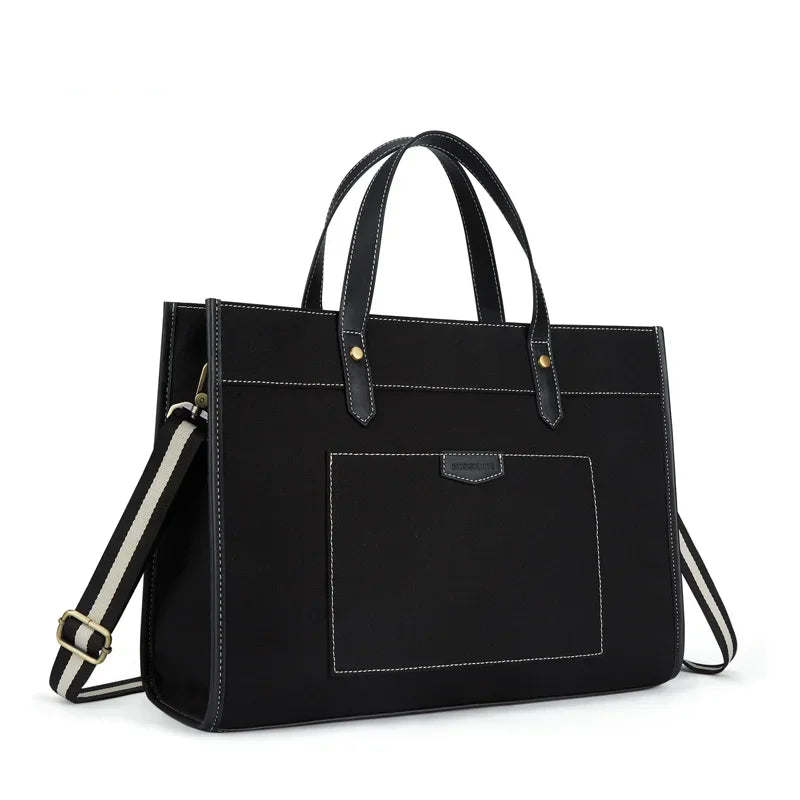 Lumineo Canvas-Tasche | Geräumig & Praktisch | Laptop Fach | Canvas & PU-Leder